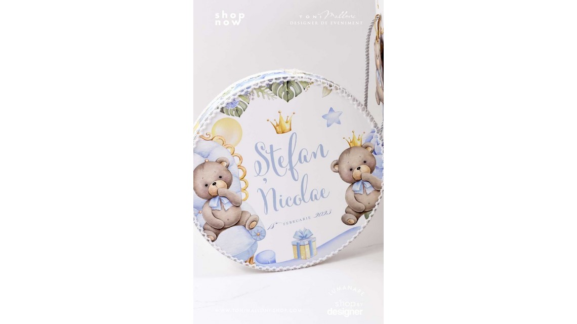 Trusou botez ursulet si broderie personalizata Teddy Bear King 1